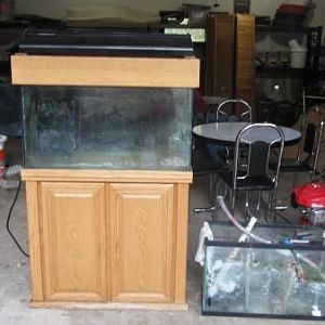 tank with light on top and sump on the side. Sump fits perfect under the tank all enclosed.